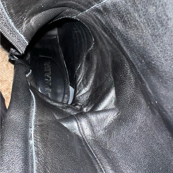 Prada Black Suede Knee High Boots with Brass Rivets - Picture 9 of 13